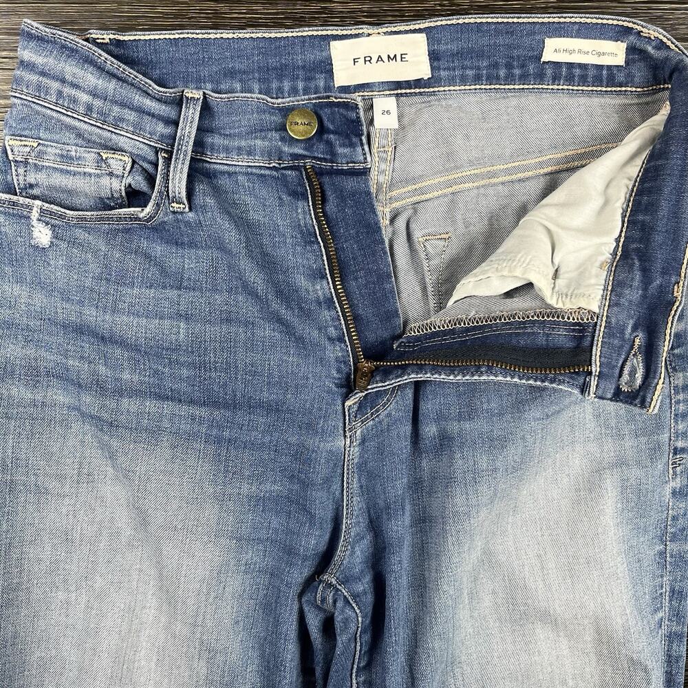 FRAME Denim Womens Ali High Rise Cigarette Jeans Medium Wash Stretch Size 26 - Picture 4 of 13